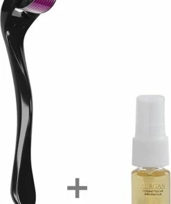 Gloednieuw ? Aurgan.nl Dermaroller 0.5 Mm Titaniumnaalden Met GRATIS Arganolie | Derma Roller 540 Naalden | Bestrijdt Acne Littekens, Pigmentvlekken, Rimpels & Grove Porien ⭐