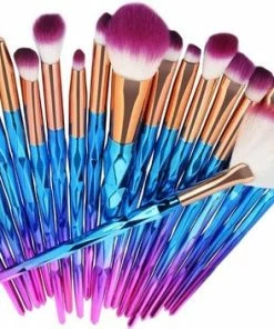 Goedkoopste ? ***Diamond Make Up Kwastenset - 20 Delig - Make Up Brush - Make Up Penselenset - Oogschaduw - Kwasten - Eenhoorn - Blauw/Paars - Van Heble®*** ?