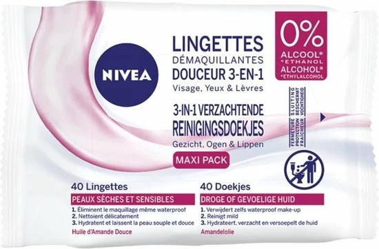 Gloednieuw ✔️ Nivea 3 In 1 Verzachtende Reinigingsdoekjes - Droge En Gevoelige Huid - Zonder Alcohol - 4 X 40 Stuks ✨ 2 Gloednieuw ✔️ Nivea 3 In 1 Verzachtende Reinigingsdoekjes - Droge En Gevoelige Huid - Zonder Alcohol - 4 X 40 Stuks ✨ - Afbeelding 2