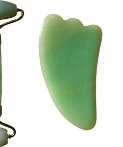 Hete verkoop ? Self Glow Jade Roller Gezicht Met Gua Sha Schraper - Jade Gezichtsroller Jade - Massage Roller - Jaderoller - Jade Steen - Groen ✔️