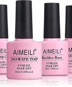Goedkoopste ⌛ AIMEILI Top ? Coat En Base ? Coat, Mat Top ? Coat, 2 In 1 Builder Base Gel Losweken UV LED Gel Lak Nagellak Gel Polish 10ML ?