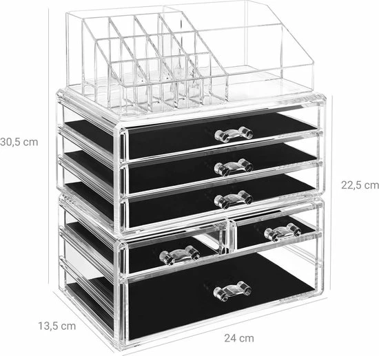 Beste recensies van ? Songmics Make Up Organizer - Sieradendoos - Make Up Doos - Met 6 Lades - Transparant ? 6 Beste recensies van ? Songmics Make Up Organizer - Sieradendoos - Make Up Doos - Met 6 Lades - Transparant ? - Afbeelding 6