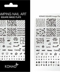 Beste Pirce ? KONAD Square Stempel Sjablonen Plaat 15 Met 77 Nagel Sjablonen Ge Nspireerd Door ' Liefde ' Incl. Alfabet En Verschillende Prints. ⌛