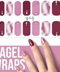 Coupon ? By Emily Nagel Wrap - Diamond Bordeaux | 14 Stickers Per Vel | Nail Wrap | Nail Art | Trendy | Design | Nagellakvrij | Eenvoudig | Nagel Art | Nagel Wrap | Nagel Stickers | Folie | Zelfklevend | Sjablonen ?