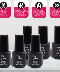 Beste deal ? Miss Jules - 6-Delige Gellak Starterspakket - Nagellak - Kleur Rood, Wit, Creme & Glitter - Glanzend & Dekkend Resultaat ? -Tom Ford Shop 550x521 7