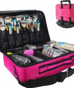 Goedkoop ? Confibel Cosmetica Koffer - Make-up Koffer Met Verstelbare Vakken - Visagie En Nagelstyliste Beauty Koffer - 40x30x14CM - Roze ? -Tom Ford Shop 550x525 3