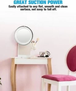 Beste deal ? Zoom Mirror Make Up Spiegel -Vergroot Make Up En Scheer Spiegel Met LED Verlichting - 5x Vergroting En Natuurlijk Licht Voor Cosmetica/Scheren/Epileren - 360 Graden Verstelbare Zuignap En Wandbevestiging - Badkamer/Douche/Slaapkamer - Rond Wit ?