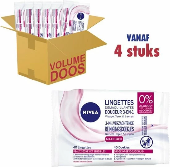 Gloednieuw ✔️ Nivea 3 In 1 Verzachtende Reinigingsdoekjes - Droge En Gevoelige Huid - Zonder Alcohol - 4 X 40 Stuks ✨ 3 Gloednieuw ✔️ Nivea 3 In 1 Verzachtende Reinigingsdoekjes - Droge En Gevoelige Huid - Zonder Alcohol - 4 X 40 Stuks ✨ - Afbeelding 3