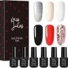 Beste deal ? Miss Jules - 6-Delige Gellak Starterspakket - Nagellak - Kleur Rood, Wit, Creme & Glitter - Glanzend & Dekkend Resultaat ? -Tom Ford Shop 550x544 10
