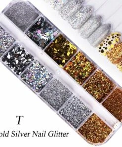 Korting ? GUAPÀ® GUAPÀ - Nagel Nail Glitter Poeder & Nagel Decoratie - Goud / Zilver - 12 Stuks ?