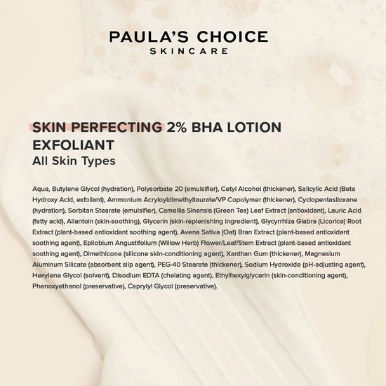 Groothandel ? Paula's Choice Skin Perfecting 2% BHA Lotion Exfoliant - Alle Huidtypen - 100 Ml ? 5 Groothandel ? Paula's Choice Skin Perfecting 2% BHA Lotion Exfoliant - Alle Huidtypen - 100 Ml ? - Afbeelding 5