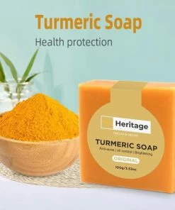 Gloednieuw ? Heritage Original Tumeric Zeep Anti Acne En Pigment ( Geschikt Voor Gezicht En Acne Op De Rug ) ?