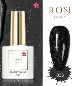Beste Verkoop ? ROSI Beauty Gelpolish - Gel Nagellak - Gellak - 10 ML - UV & LED - Zwart 036 Glitter Black ?