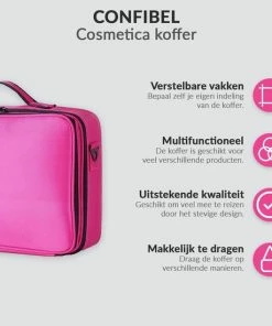 Goedkoop ? Confibel Cosmetica Koffer - Make-up Koffer Met Verstelbare Vakken - Visagie En Nagelstyliste Beauty Koffer - 40x30x14CM - Roze ? -Tom Ford Shop 550x550 436