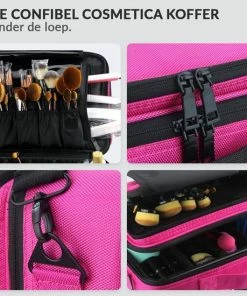 Goedkoop ? Confibel Cosmetica Koffer - Make-up Koffer Met Verstelbare Vakken - Visagie En Nagelstyliste Beauty Koffer - 40x30x14CM - Roze ? -Tom Ford Shop 550x550 437