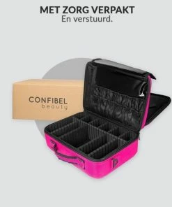 Goedkoop ? Confibel Cosmetica Koffer - Make-up Koffer Met Verstelbare Vakken - Visagie En Nagelstyliste Beauty Koffer - 40x30x14CM - Roze ? -Tom Ford Shop 550x550 438