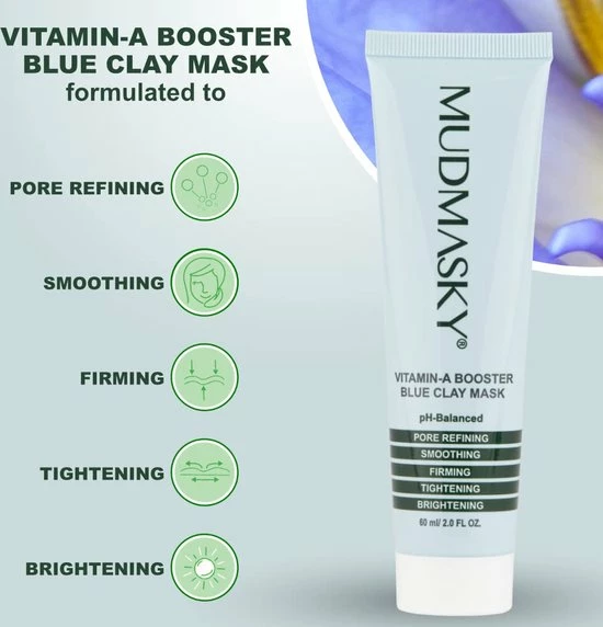 Goedkoop ❤️ MUDMASKY - Skin Smoothing Anti-Aging Blue Clay Mask - Vitamin-A Booster Gezichtsmasker - Blauwe Kleimasker - Huid Gladmakend ? 4 Goedkoop ❤️ MUDMASKY - Skin Smoothing Anti-Aging Blue Clay Mask - Vitamin-A Booster Gezichtsmasker - Blauwe Kleimasker - Huid Gladmakend ? - Afbeelding 4