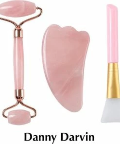 Gloednieuw ? DannyDarvin Luxe Jade Roller I Rose Quartz Roller I Kwarts I Qua Sha I Brush I Gezichtsroller Steen I Verzorging I Gezichtsverzorging I Anti Aging I Face Lifting I Anti Rimpels I Gezichtsmassage I Lichaamsontspanning ?