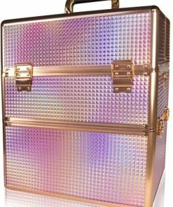 Begroting ✨ IMPREZZ Nagelkoffer | Beauty Case - Diamond - Roze Hologram | Afmetingen 25x35x40,5 Cm | Veel Opbergruimte ✔️