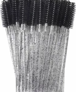 Gloednieuw ? Merkloos Wegwerp Wimper En Wenkbrauw Borsteltjes - Mascara Borsteltjes - 10 Stuks - Zwart Glitter ❤️